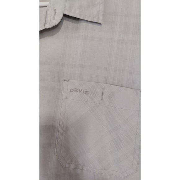 Orvis Shirt Men Gray Button Up Plaid Short Sleeve Pockets Casual Fishing XXL EEG - Picture 3 of 7